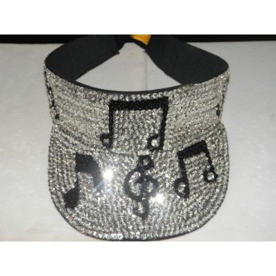 SILVER SEQUIN VISOR MUSIC NOTES JAZZ ROCK BAND ORCHESTRA GOLF DJ ENTERTAINER NEW  eb-96172811